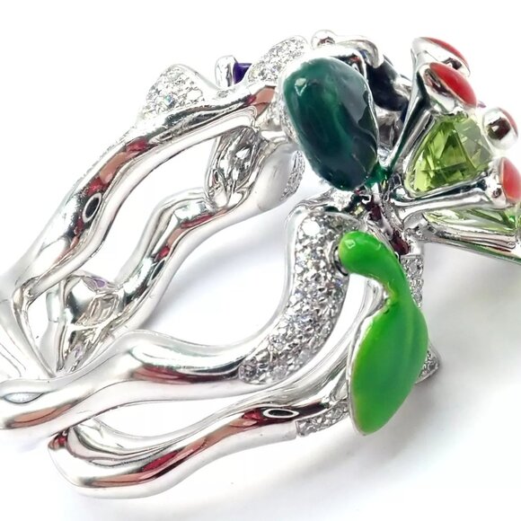 Christian Dior Milly Carnivora Epinosa 18k Gold Diamond Peridot Tourmaline Ring - Picture 7 of 12